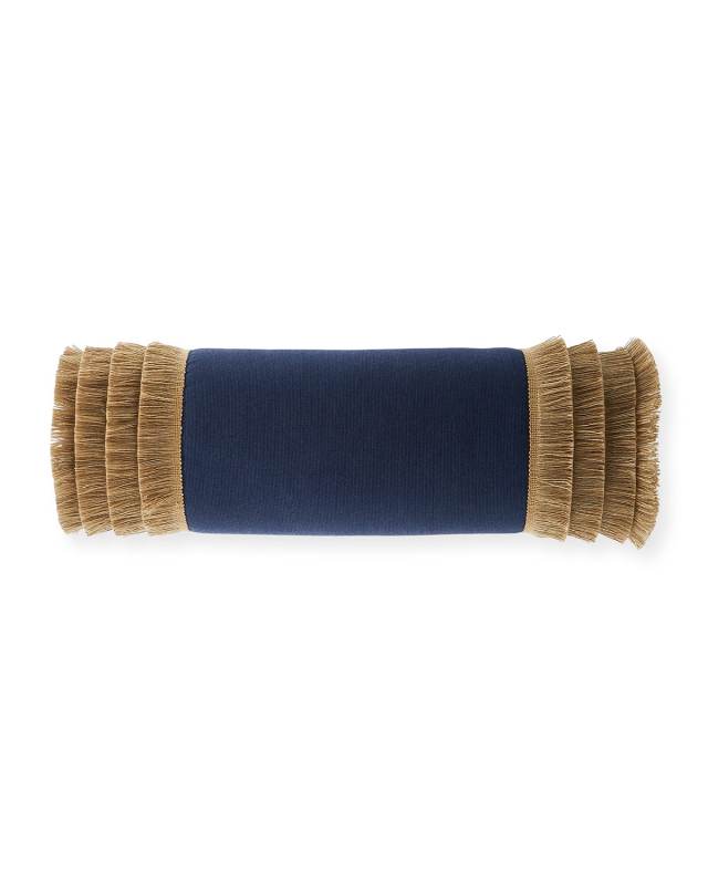 Siesta Fringe Bolster Pillow In Indigo