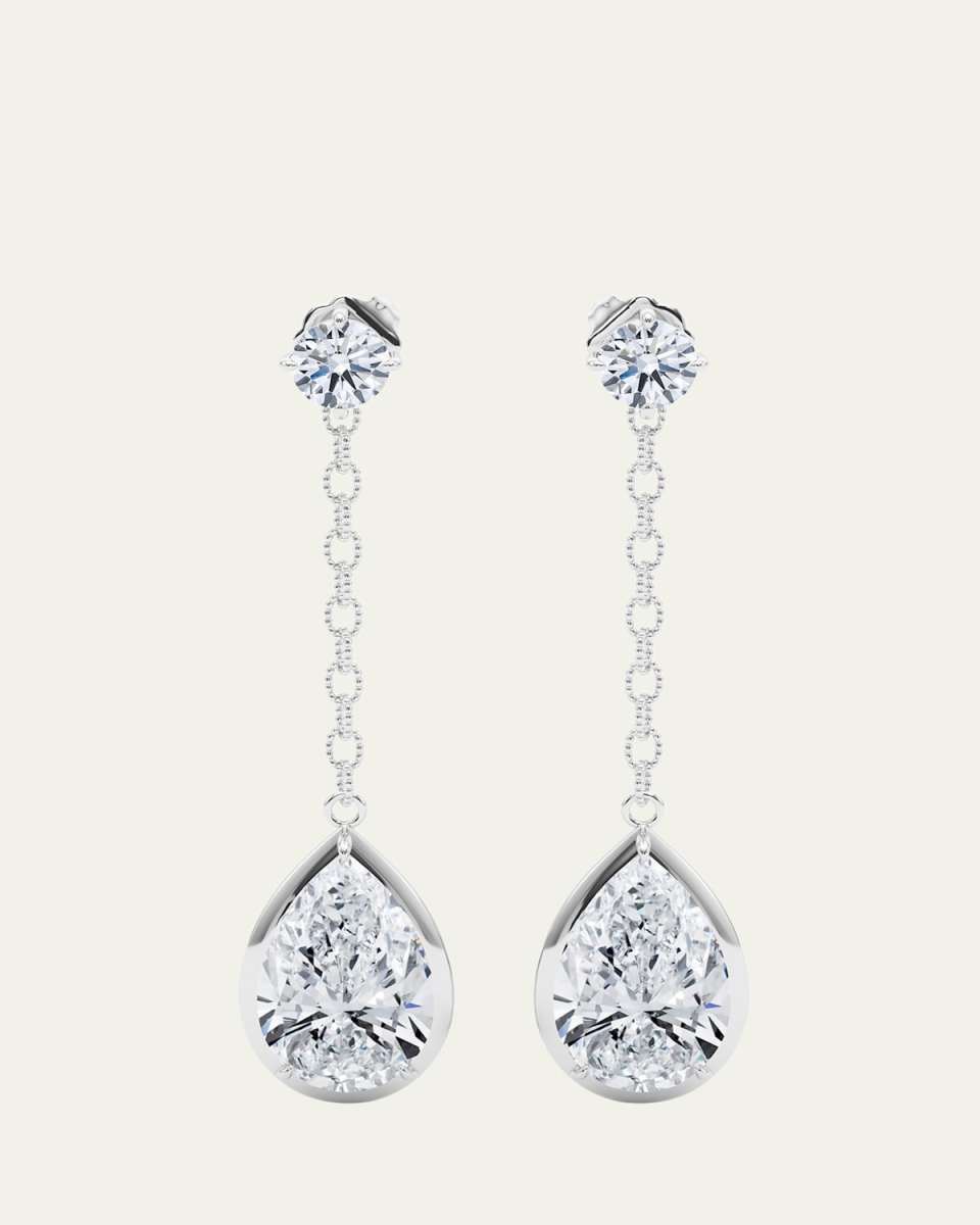 18K Link Chain Pear Lab Grown Diamond Drop Earrings