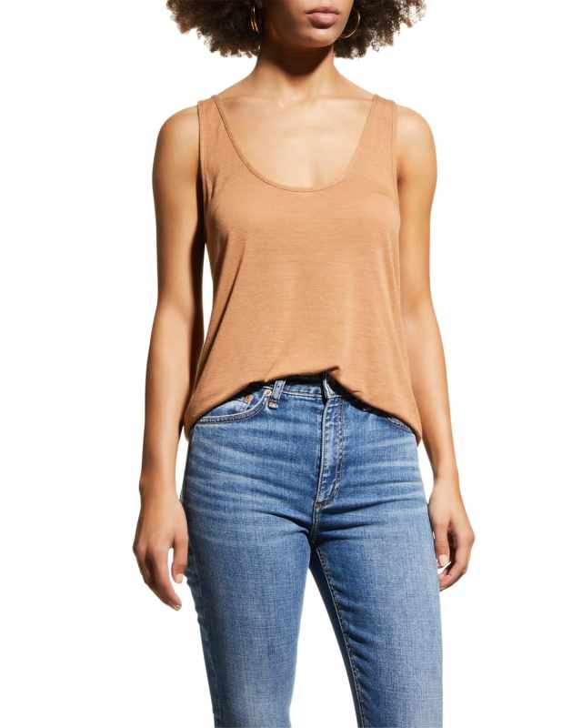 Michal Relaxed Linen Scoop-Neck Tank