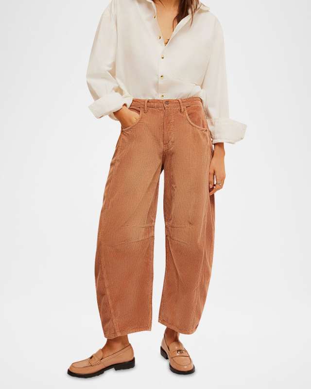 Good Luck Barrel-Leg Corduroy Jeans