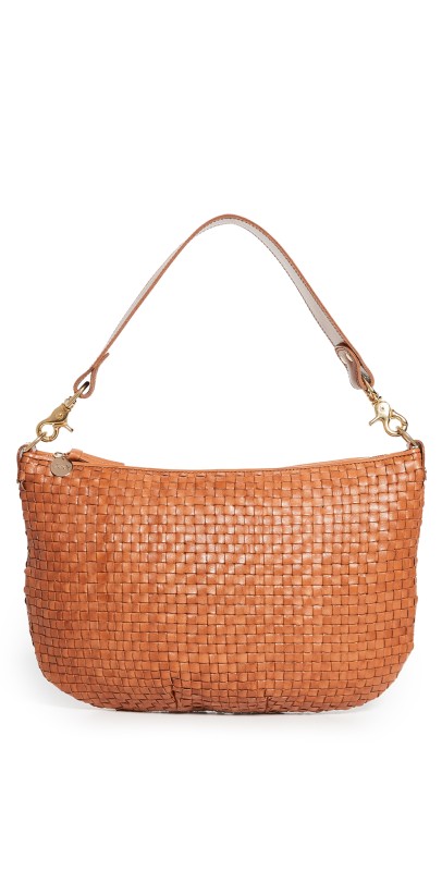 Clare V. Moyen Messenger Bag Natural Woven Checker