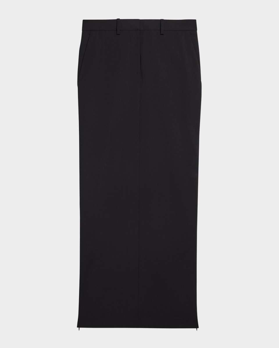 Zipped Wool Maxi Skirt