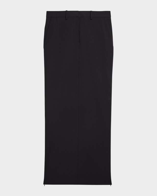 Zipped Wool Maxi Skirt