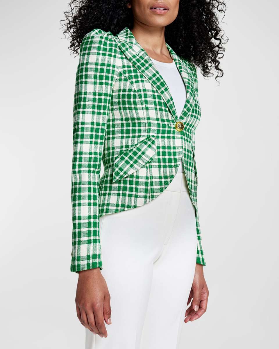 Pouf-Sleeve One-Button Cutaway Blazer