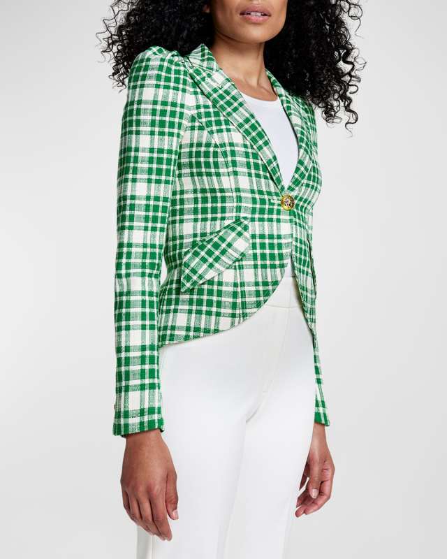 Pouf-Sleeve One-Button Cutaway Blazer