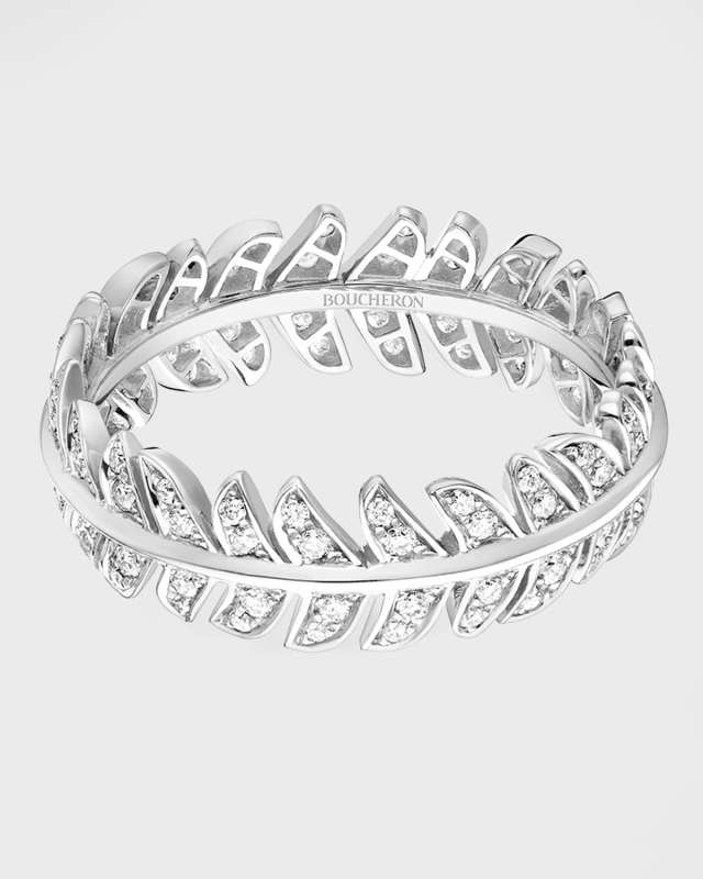 Plume de Paon 18K White Gold Diamond Band Ring