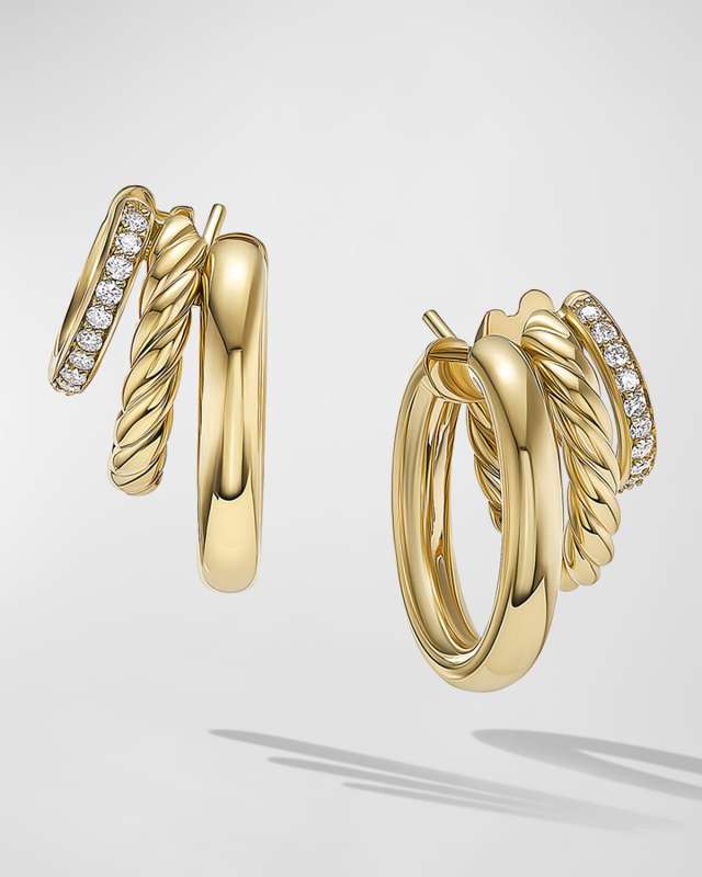 DY Mercer Earrings with Diamonds in 18K Gold, 19.8mm, 0.85"L
