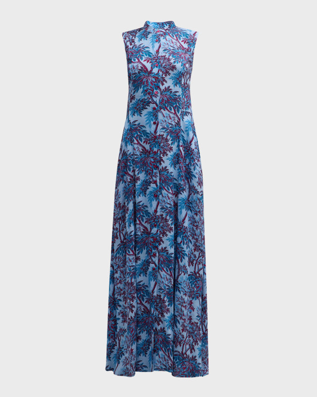 Carine Sleeveless Botanical-Print Maxi Dress