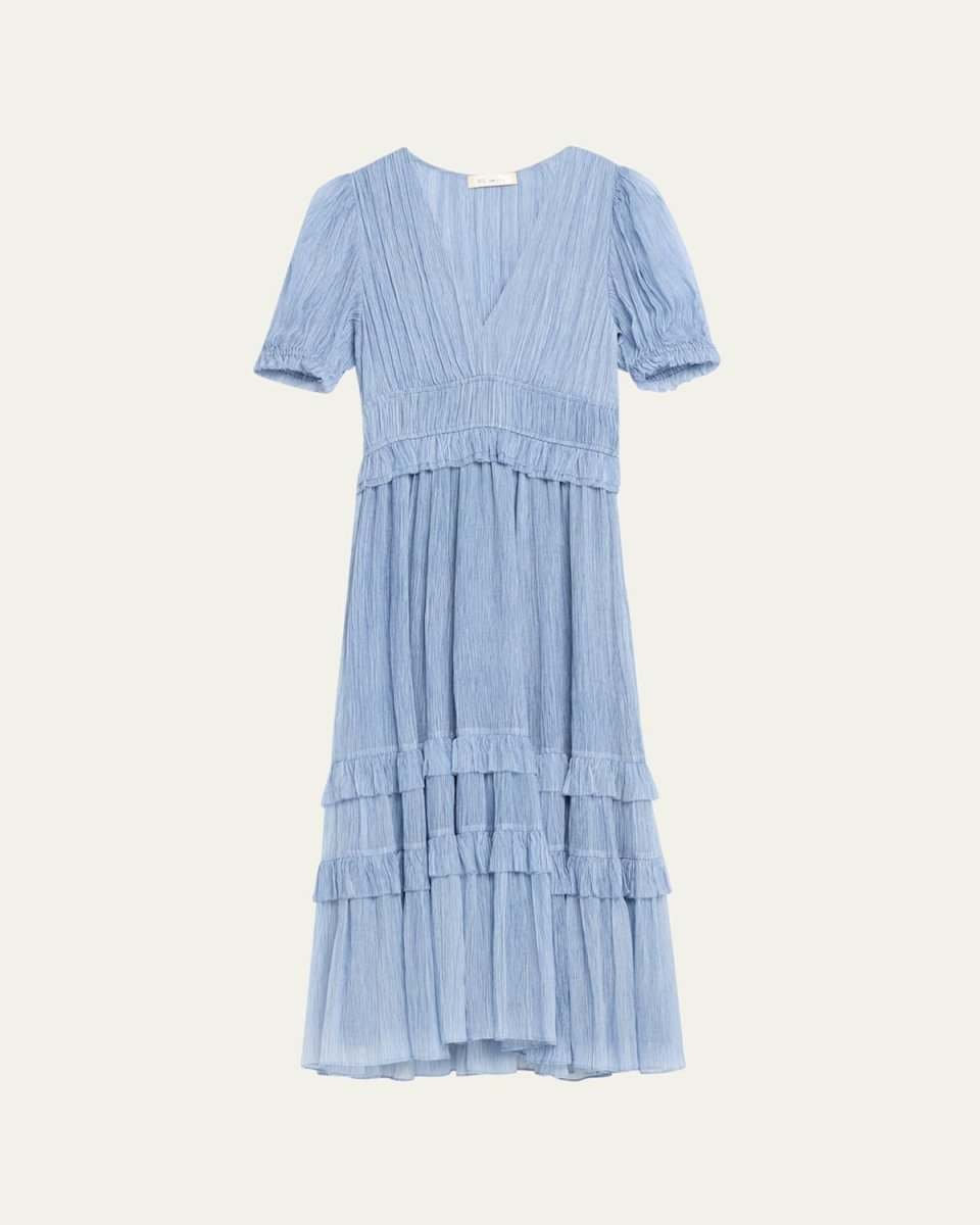 Elodie Crinkled Ruffle A-Line Midi Dress
