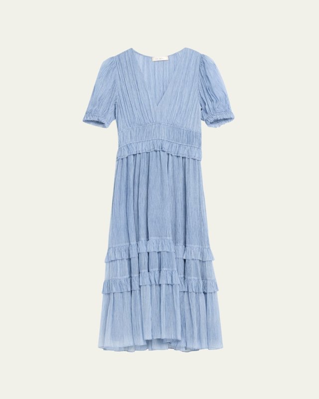 Elodie Crinkled Ruffle A-Line Midi Dress