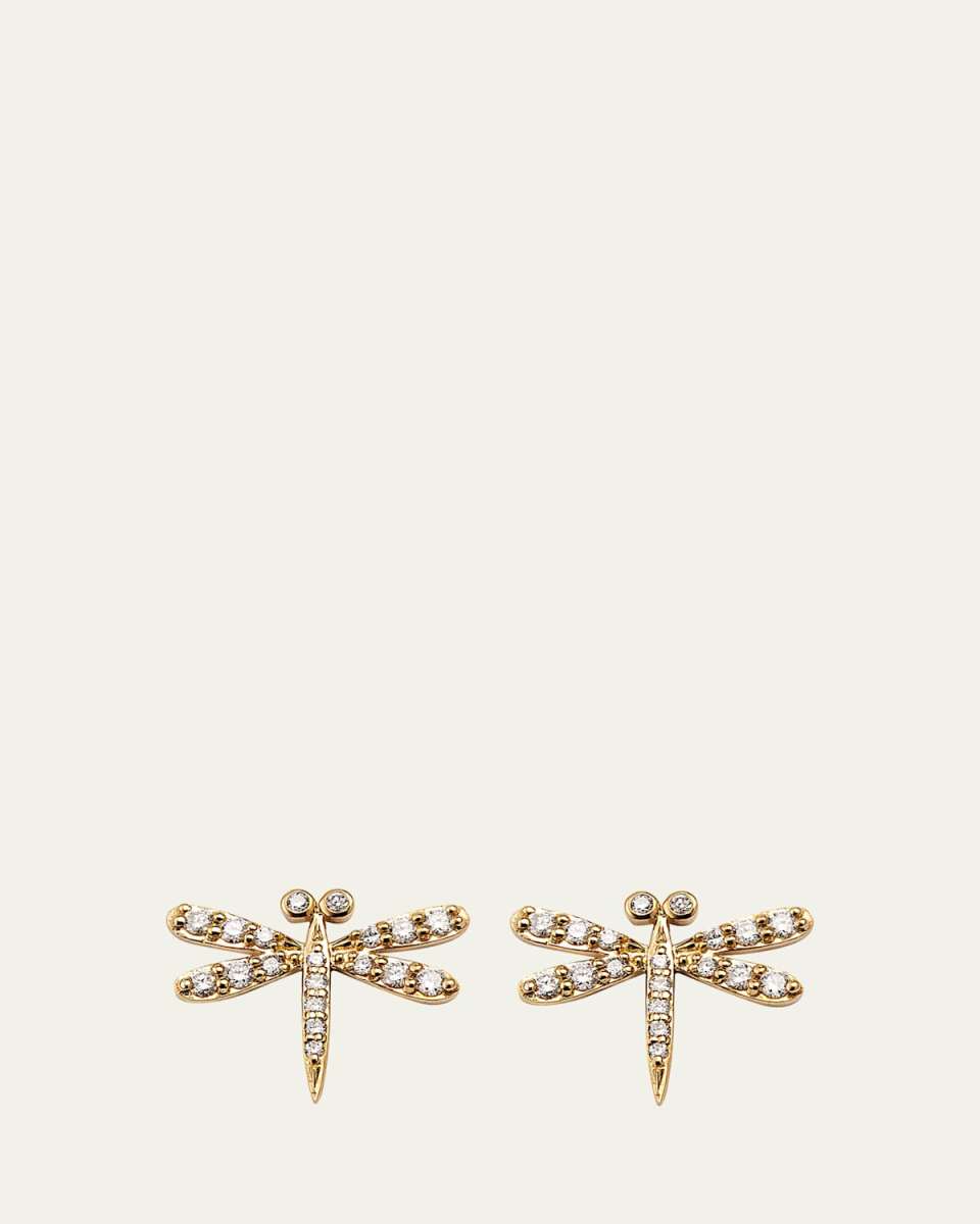 14K Diamond Dragonfly Stud Earring, Single