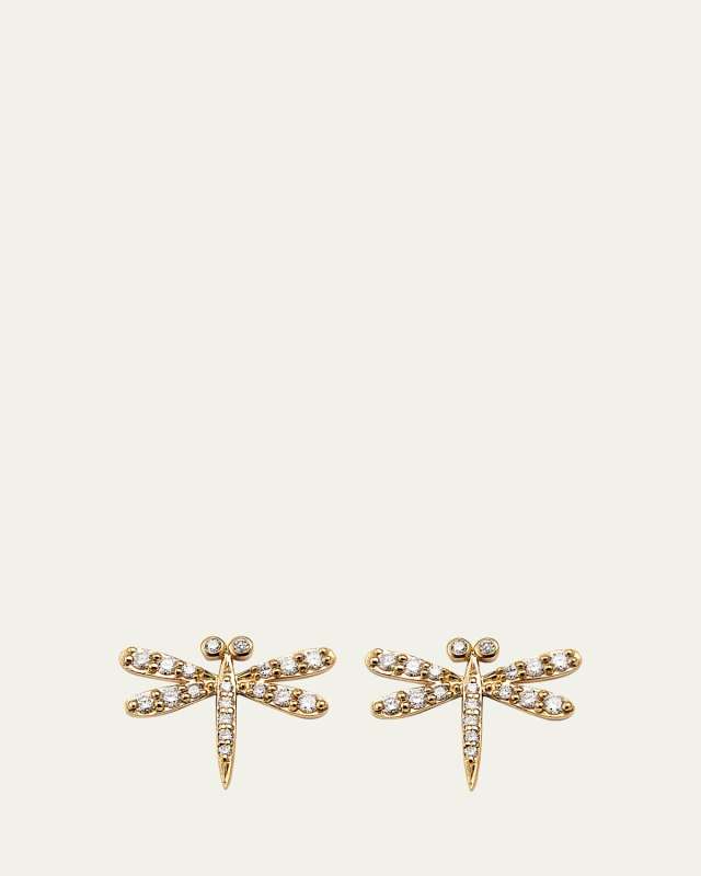 14K Diamond Dragonfly Stud Earring, Single