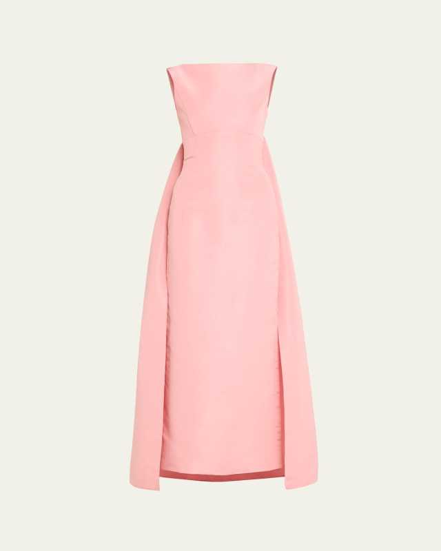 Draped Faille Gown with Cape Back