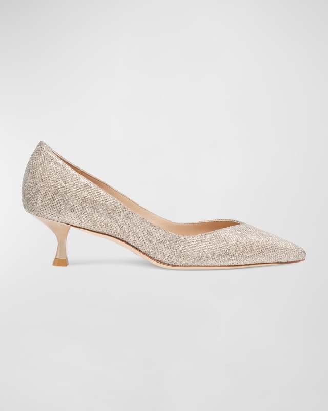 Eva Metallic Kitten-Heel Pumps