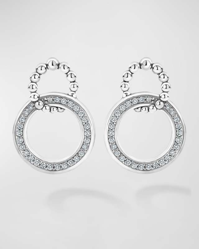 Diamond Circle and Caviar Beaded Circle Earrings