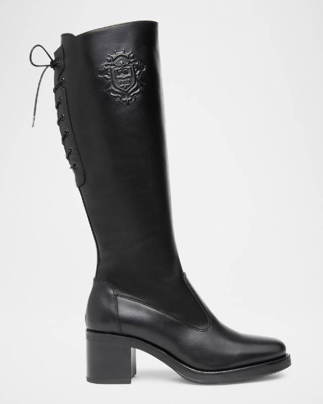 Leather Corset Lace-Up Knee Boots