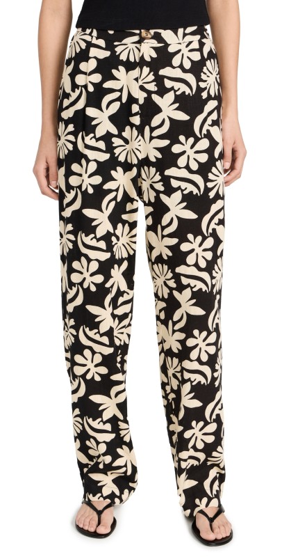 Lost + Wander Tropic Flair Pants Black Cream