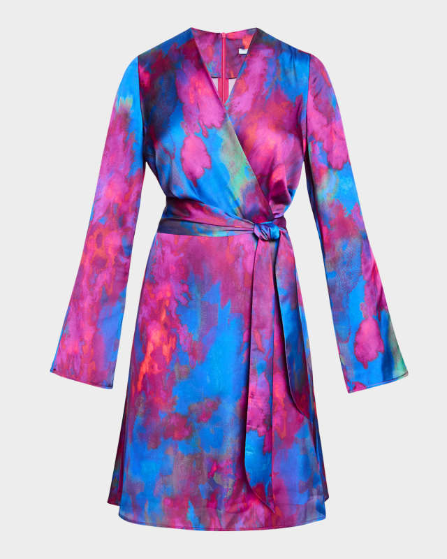 Kayden Abstract-Print Faux Wrap Dress