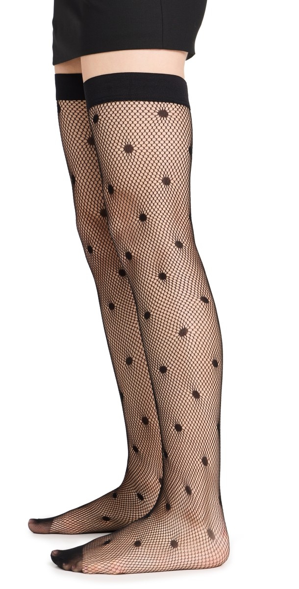 Falke Lingerie Dot Stay Up Stockings Black