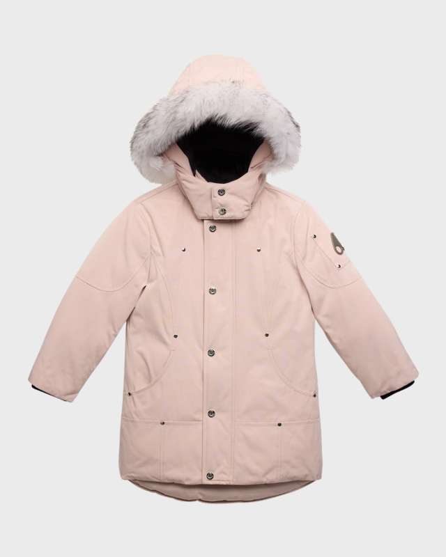 Kid's Parka Shearling Coat, Size XS-XL