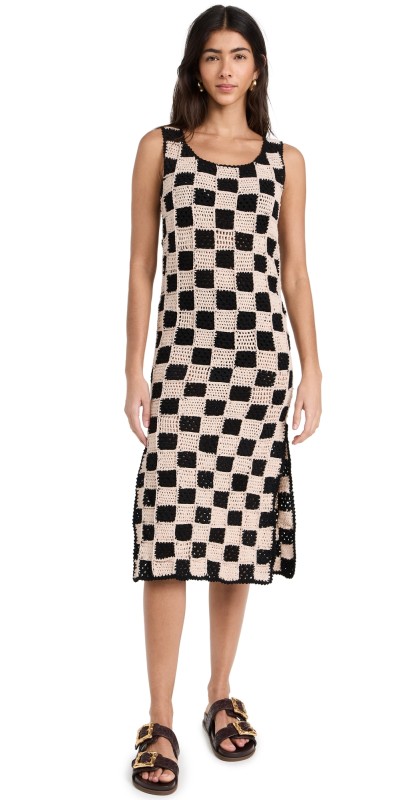 Cleobella Danika Crochet Ankle Dress Black/White