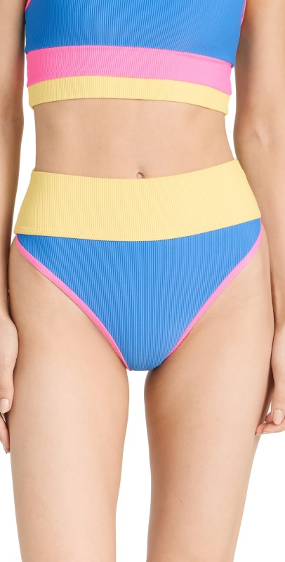 Beach Riot Emmy Bikini Bottoms Coral Reef Colorblock