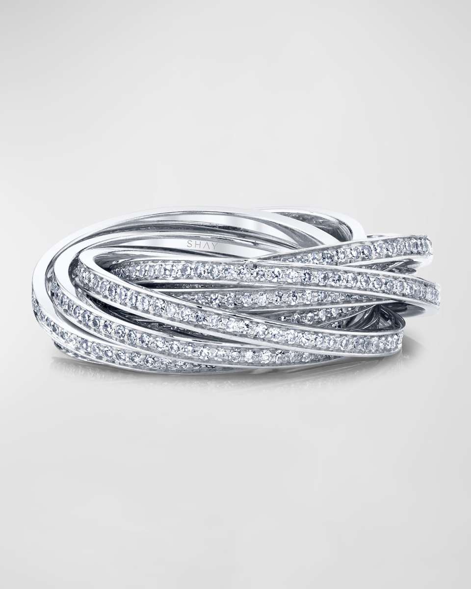 18K White Gold Diamond Rolling Orbit Ring