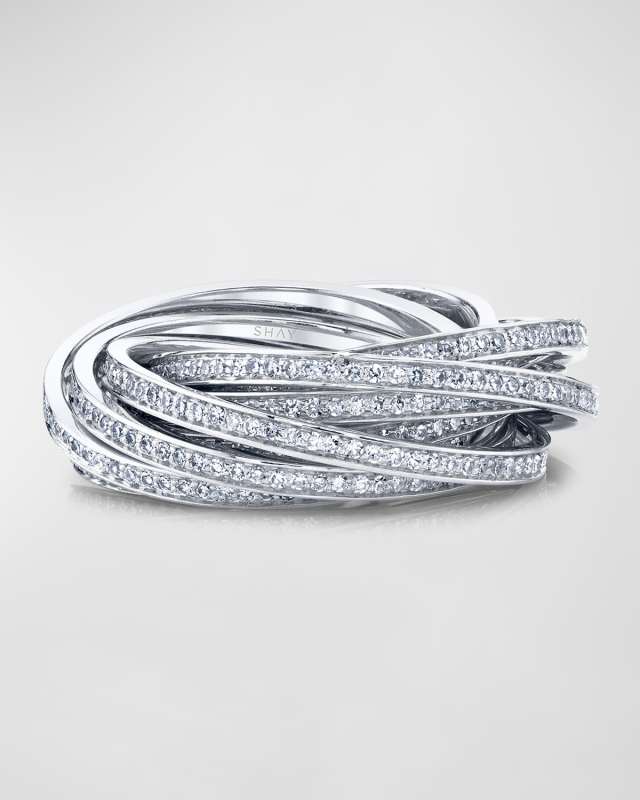 18K White Gold Diamond Rolling Orbit Ring