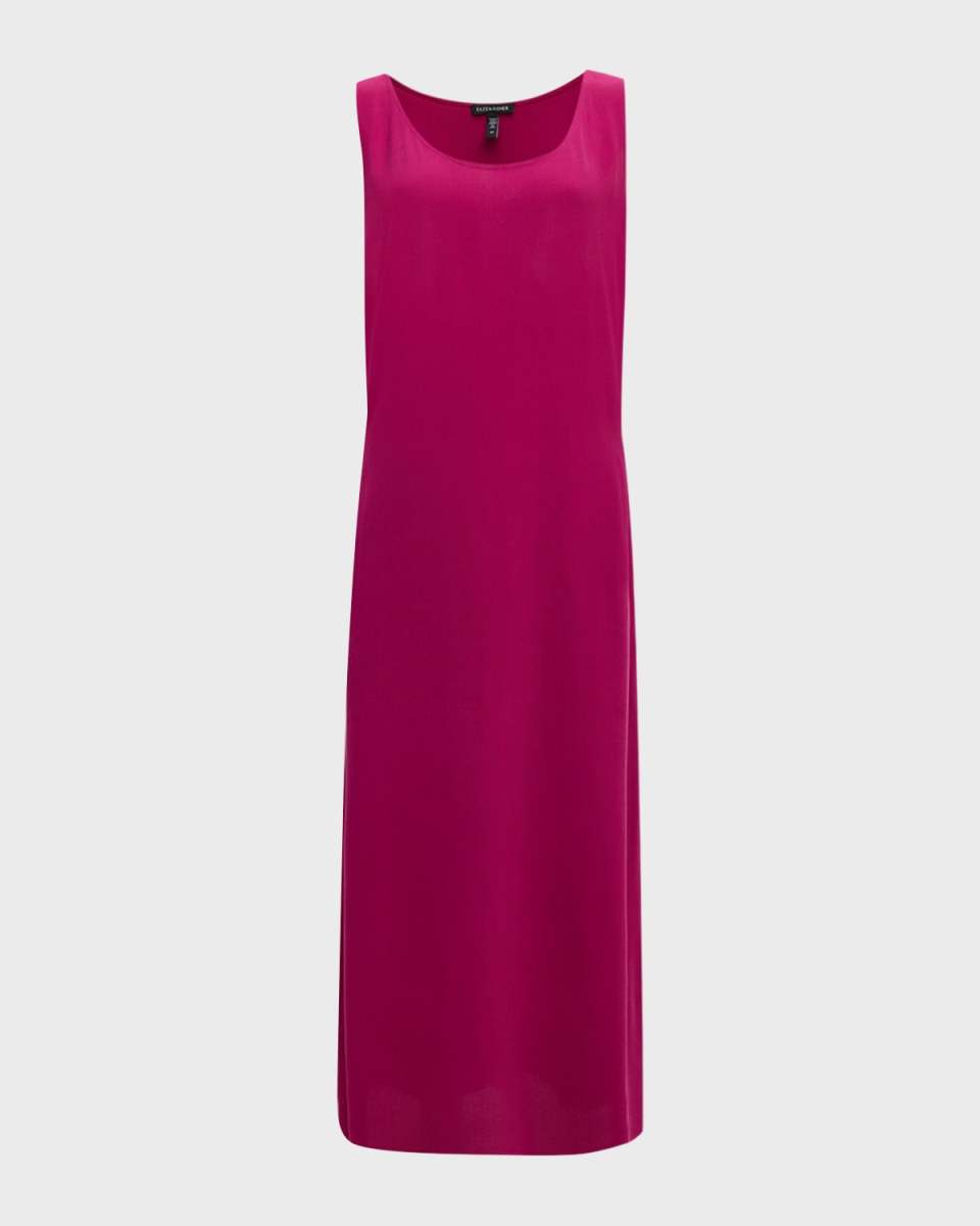 Sleeveless Scoop-Neck Crepe Midi Dress