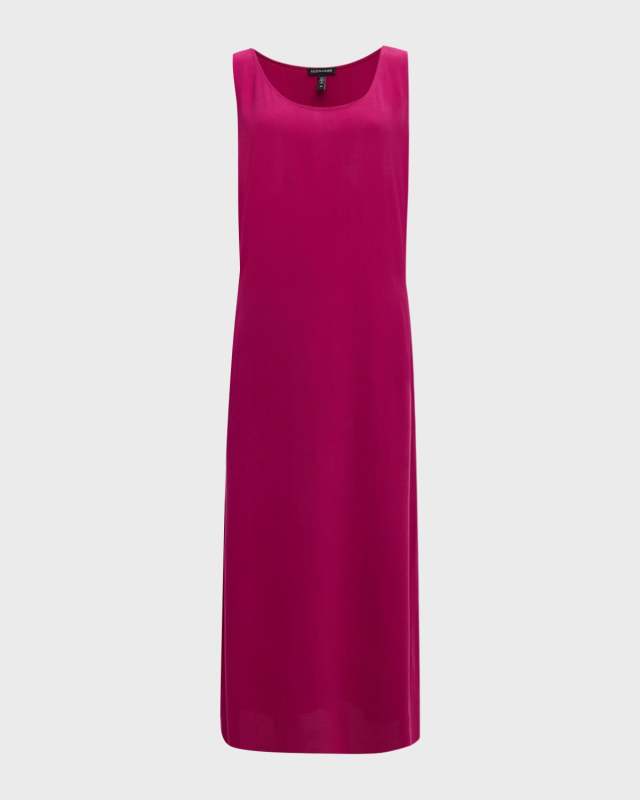 Sleeveless Scoop-Neck Crepe Midi Dress