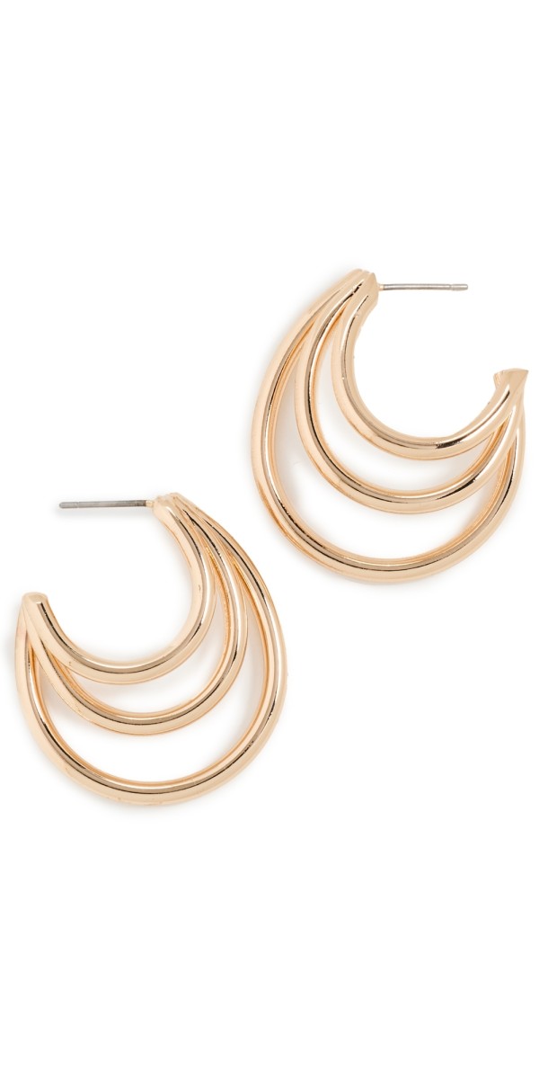 Argento Vivo Triple Graduated Hoops Gold