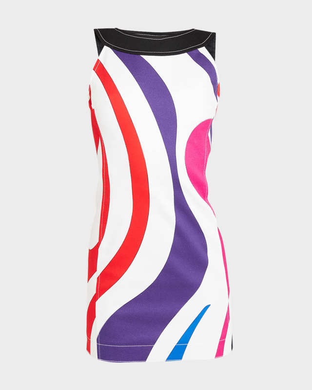 Swirl-Print Sleeveless Backless Mini Dress