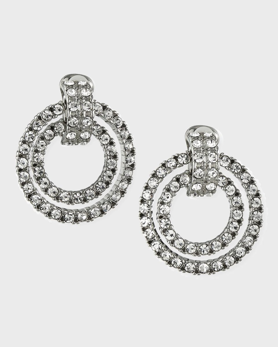 Crystal Double Door-Knocker Clip Earrings