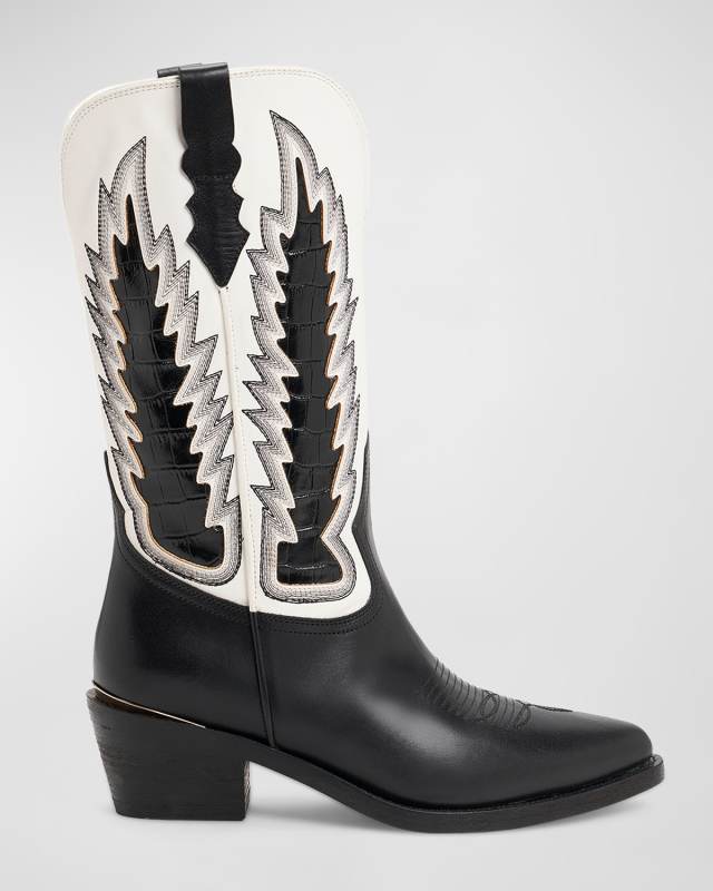 Whitney Mixed Leather Western Boots