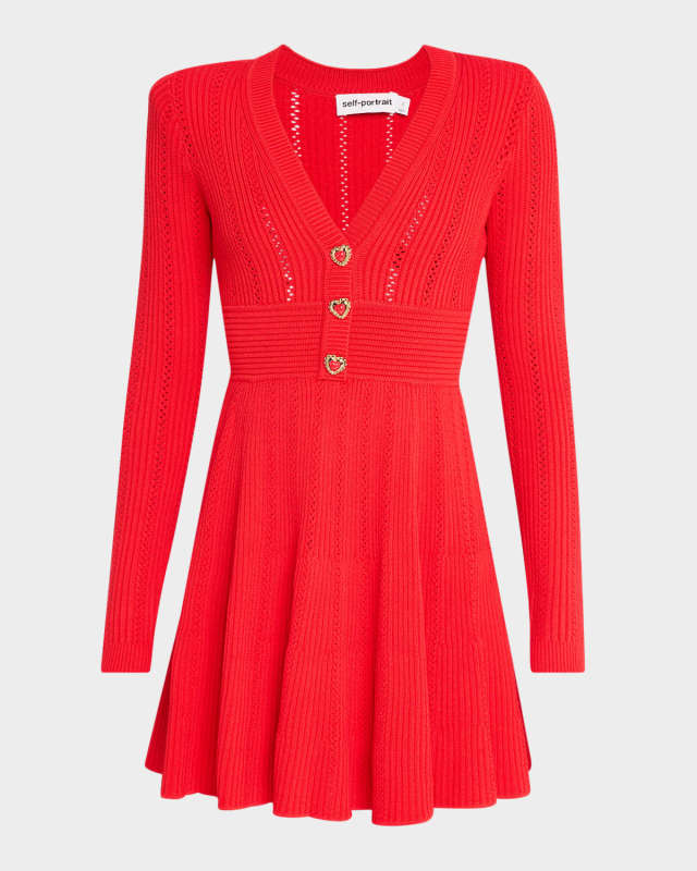 Pointelle-Knit Mini Dress