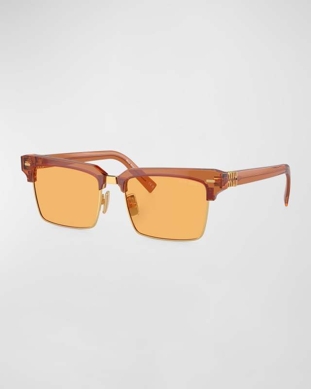 Logo Mixed-Media Square Sunglasses
