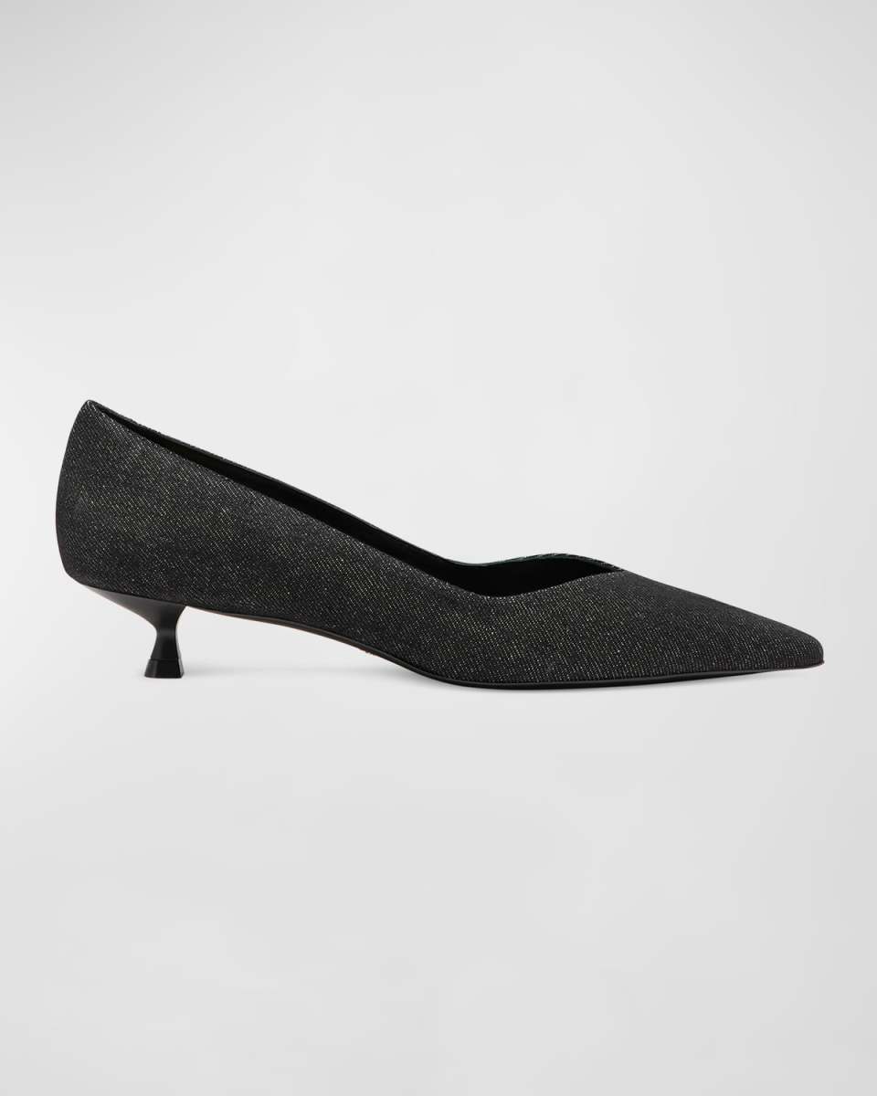 Eva Denim Kitten-Heel Pumps