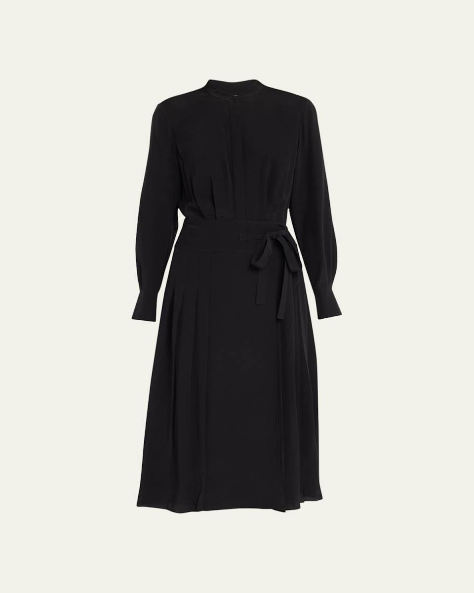 Pleated Button-Down Midi Dress