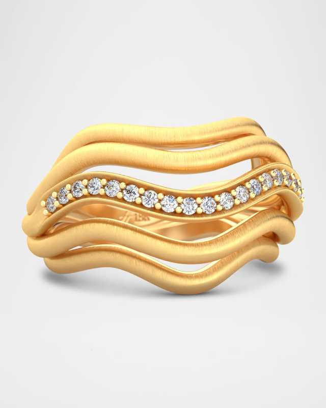 18K Gold Sierra Statement Ring with Diamonds