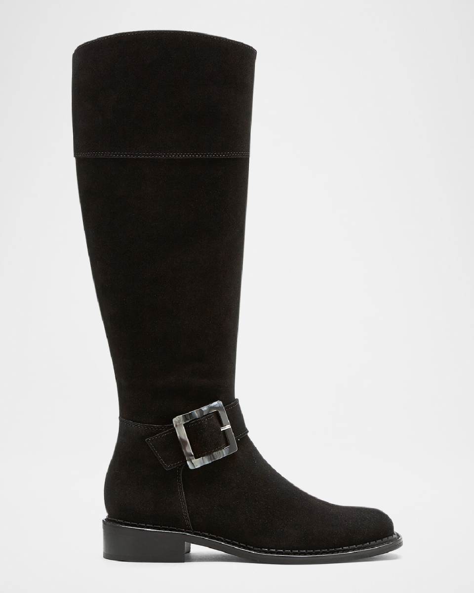 Saige Suede Buckle Knee Boots