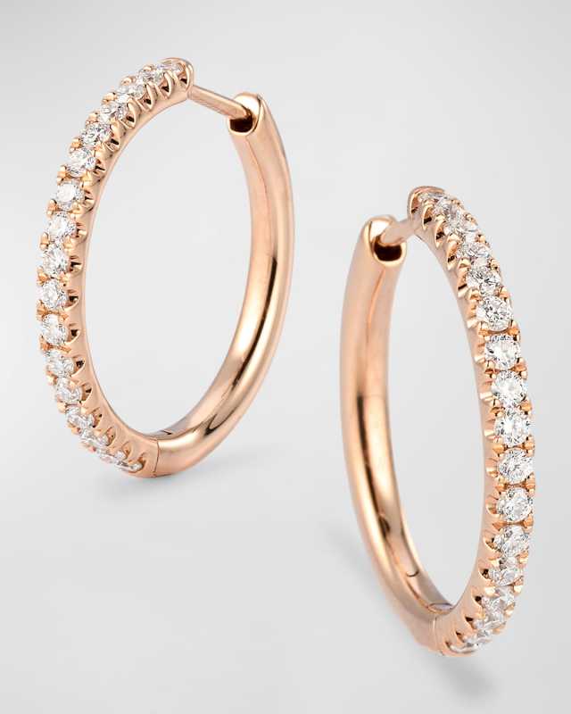 Sparkle 18K Rose Gold Petite Diamond Hoop Earrings