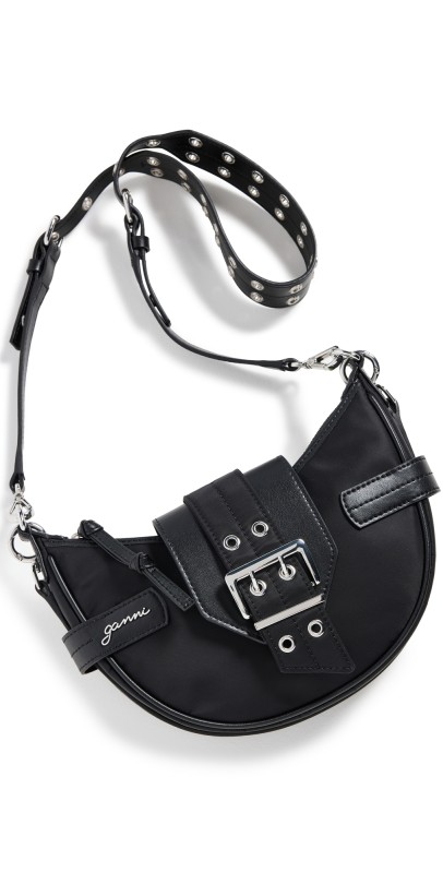 GANNI Bucky Bag Small Crossbody Nylon Black