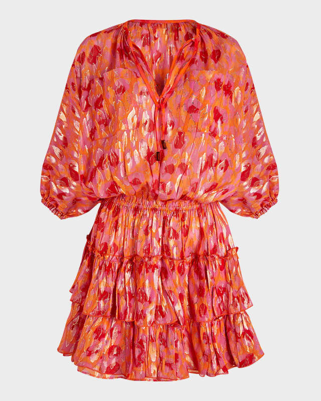 Abstract Leopard Printed Silk Mini Dress