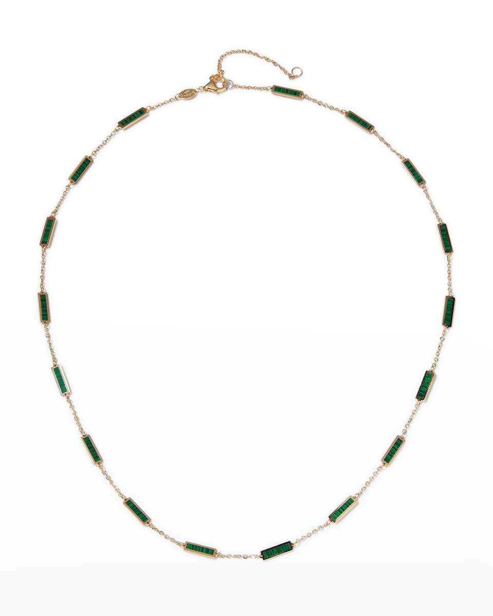 Yellow Gold 17-Stations Malachite Necklace