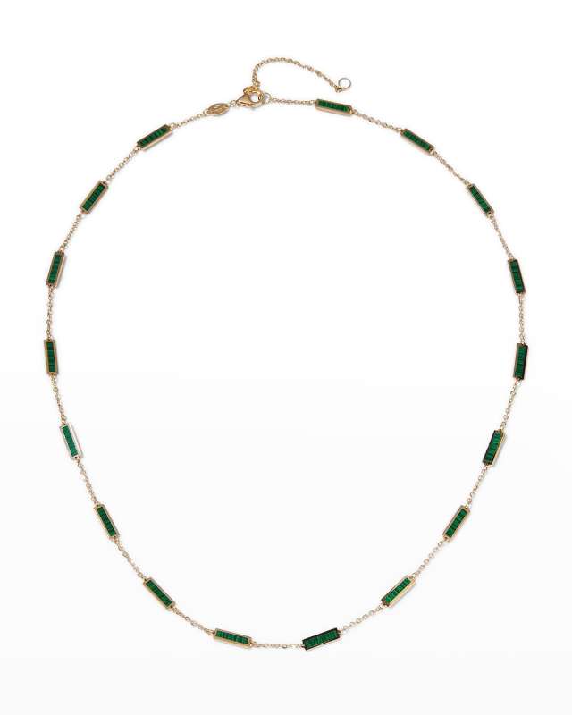 Yellow Gold 17-Stations Malachite Necklace