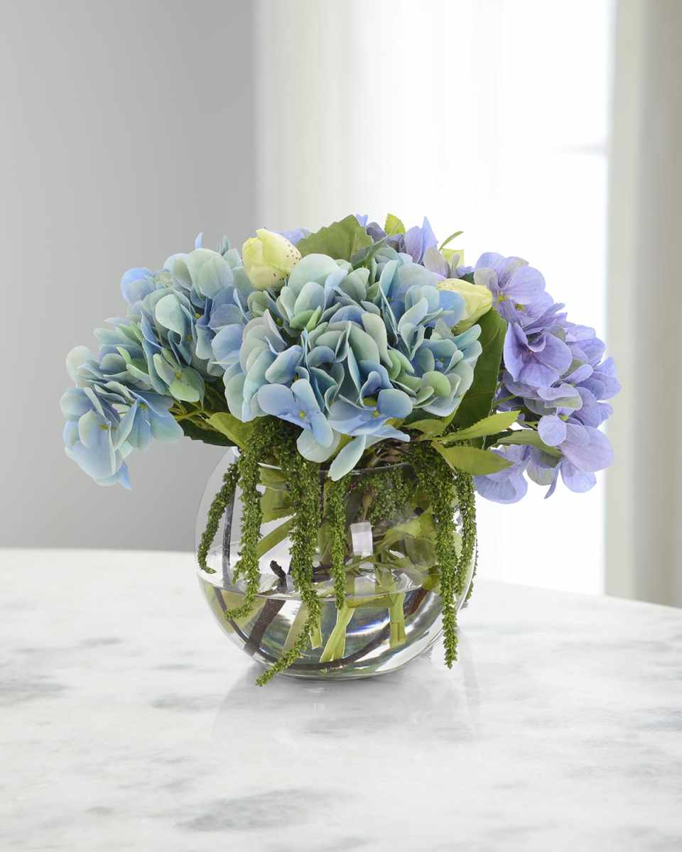 Evening Haze 15" Faux Floral Arrangement in Glass Container