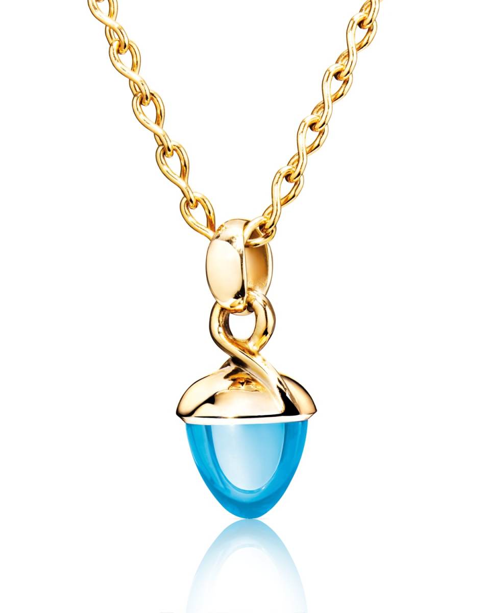Mikado Bouquet 18k Rose Gold Swiss Blue Topaz Pendant