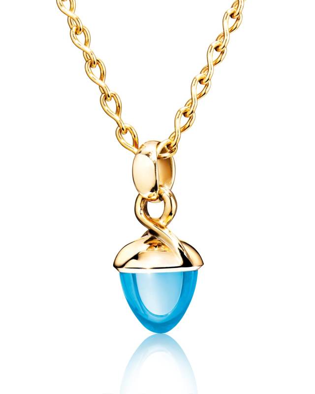 Mikado Bouquet 18k Rose Gold Swiss Blue Topaz Pendant