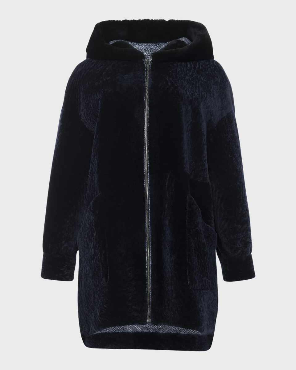 Reversible Lamb Shearling Hooded Parka Jacket
