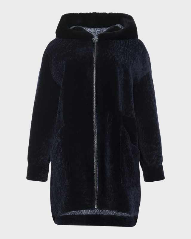 Reversible Lamb Shearling Hooded Parka Jacket